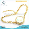 Trendy Edelstahl Gold Chunky Kette Armband, gold flache Perle Kette Armband Schmuck